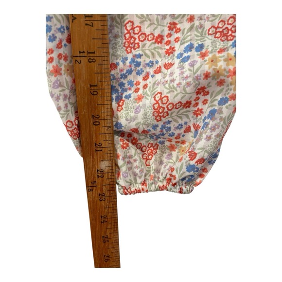 Japna Crop Top Womens Medium Multicolor Ditsy Floral Smocked Summer Vacay Boho - Picture 7 of 8